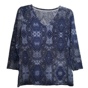 Ella Rafaella Women's 3/4 Sleeve Paisley Blouse Size Medium